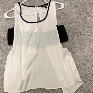 Express Cream and Black Sleeveless Layered Top